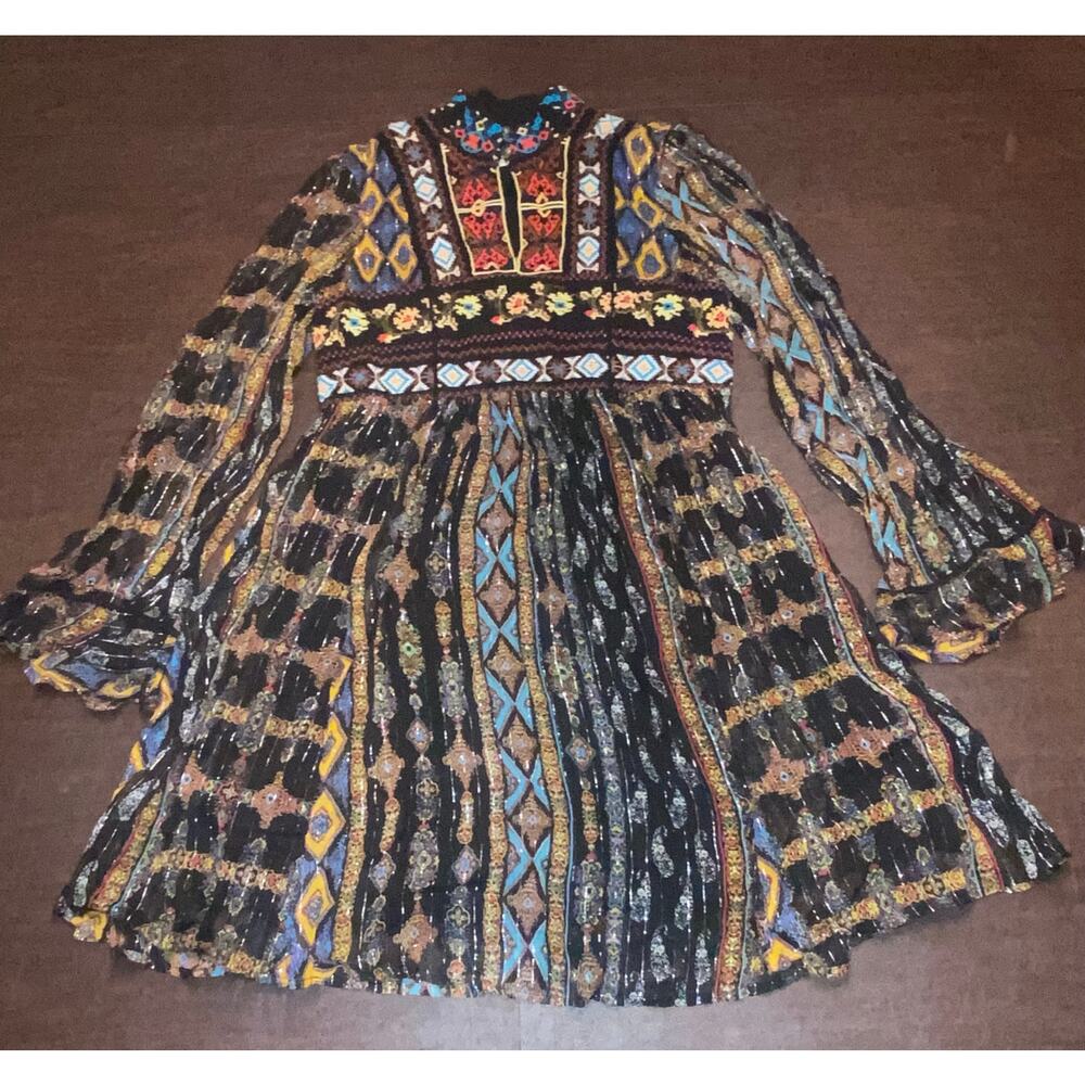 Anthropologie Akemi‎ + Kin Elina Boho Embroidered Mini Dress Sze 0 Festival Folk